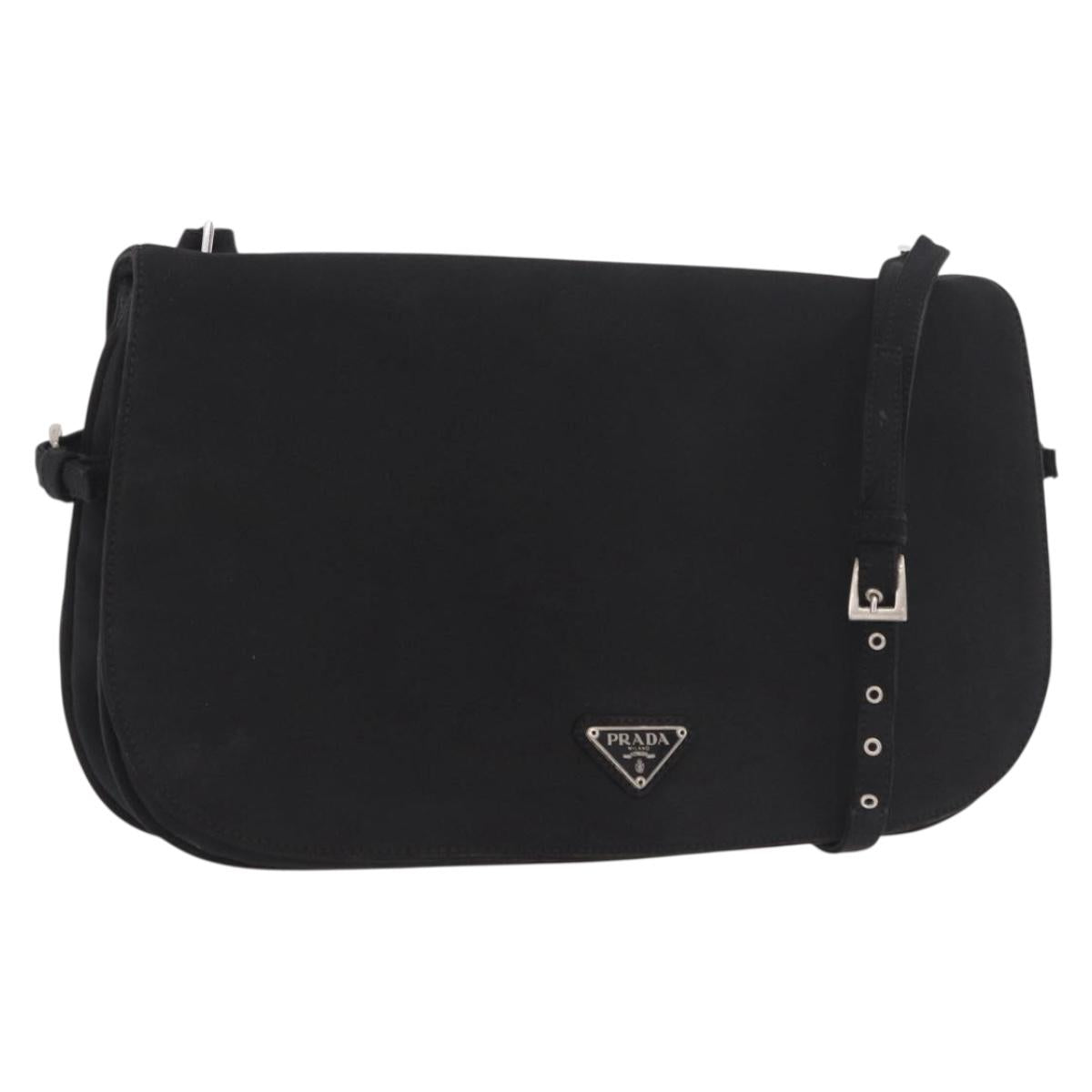 PRADA Shoulder Bag Nylon Black Silver Auth ar13984