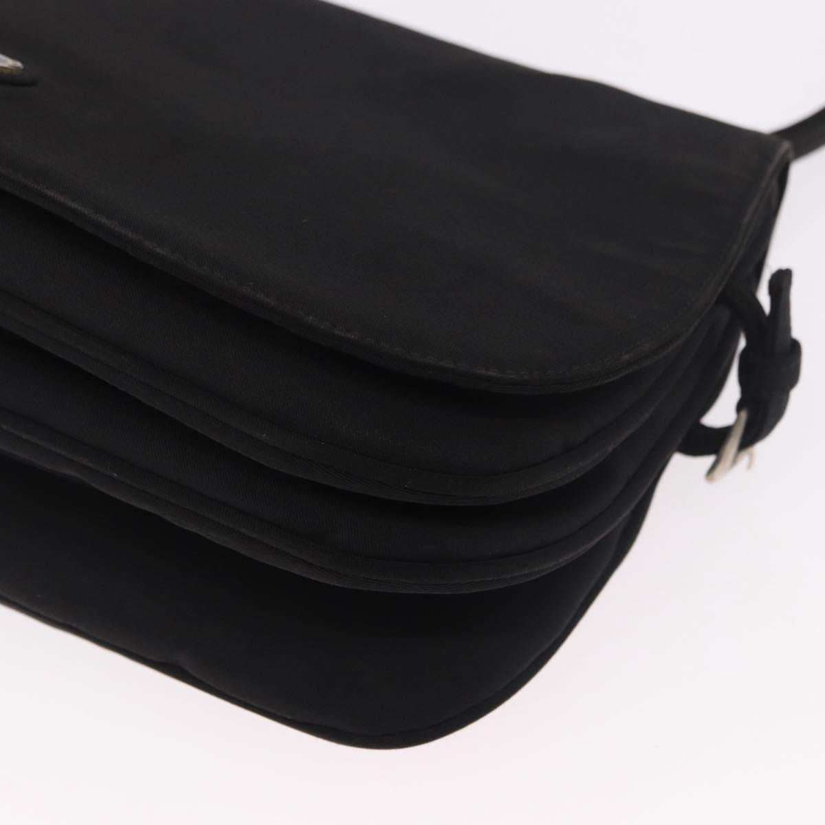 PRADA Shoulder Bag Nylon Black Silver Auth ar13984