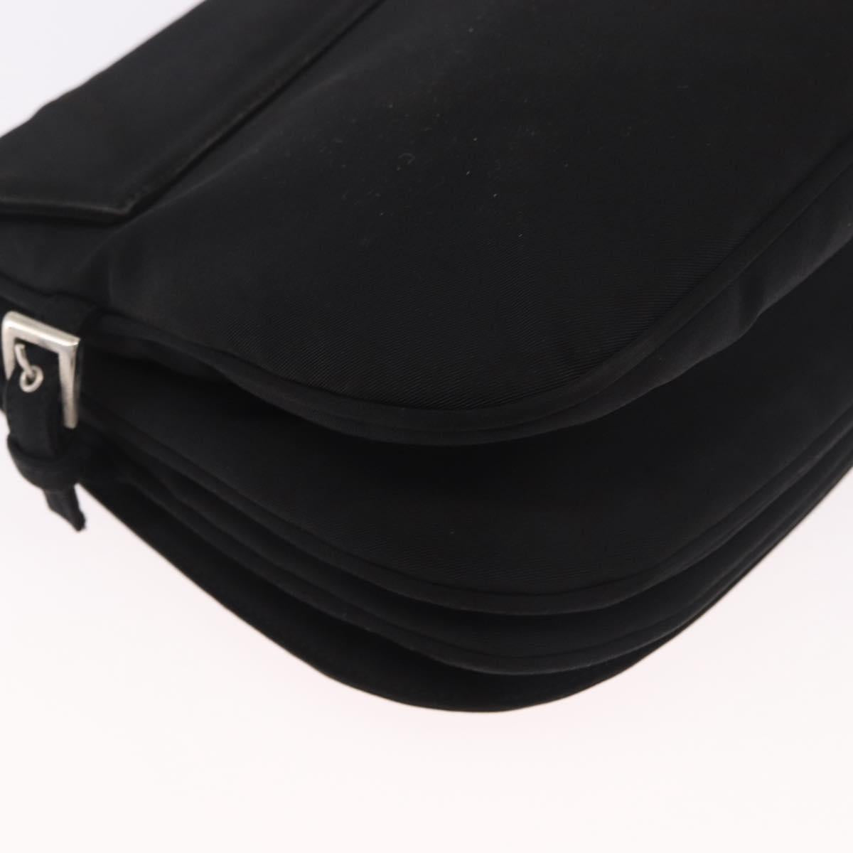 PRADA Shoulder Bag Nylon Black Silver Auth ar13984