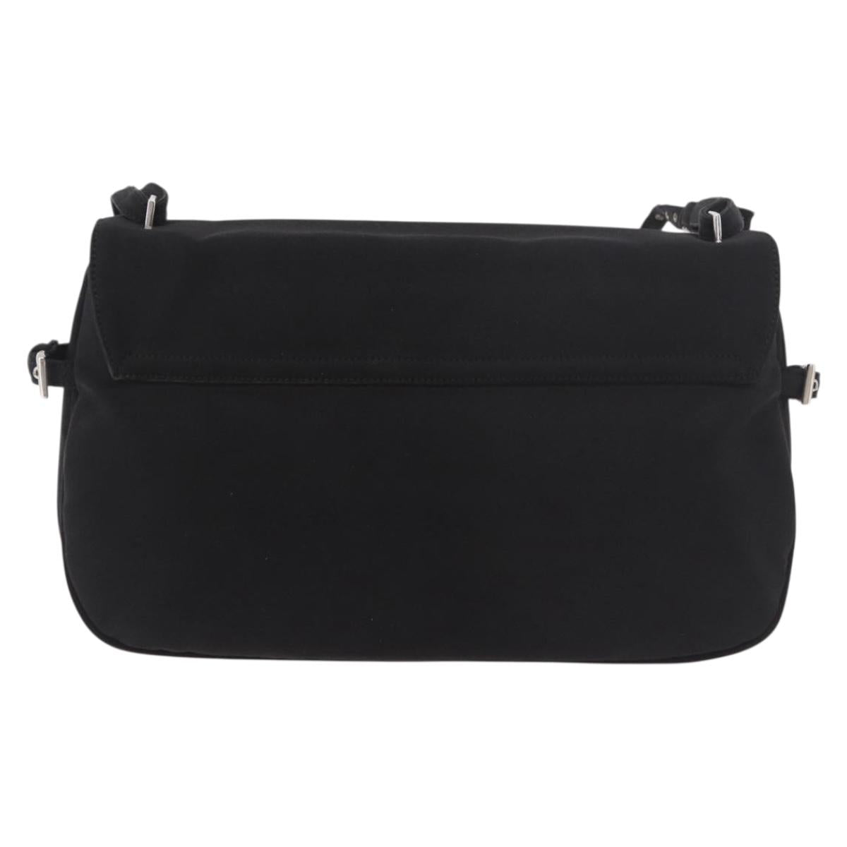 PRADA Shoulder Bag Nylon Black Silver Auth ar13984