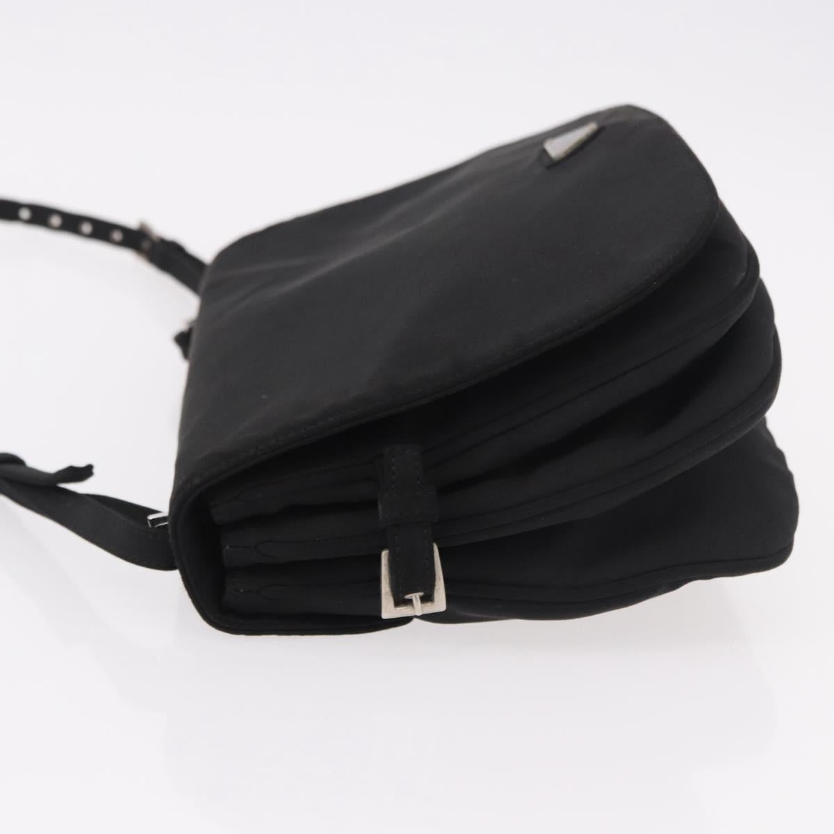 PRADA Shoulder Bag Nylon Black Silver Auth ar13984