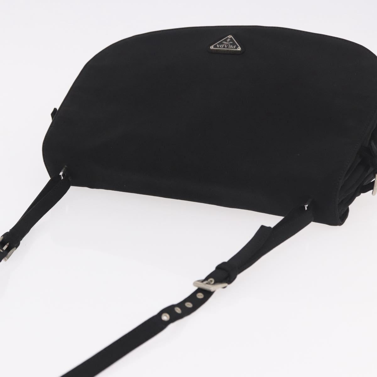 PRADA Shoulder Bag Nylon Black Silver Auth ar13984