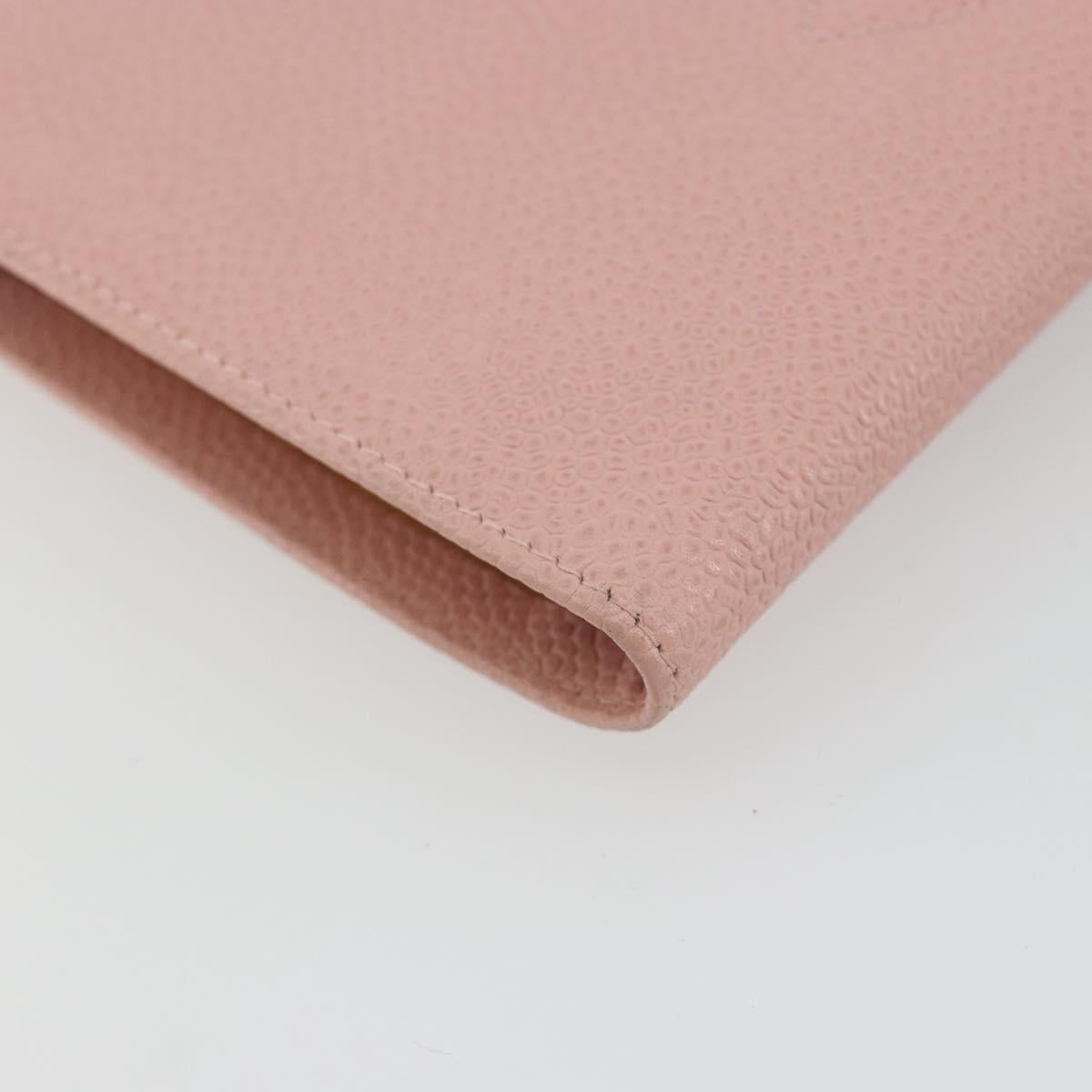 CHANEL Long Wallet Caviar Skin Pink Gold CC Auth ar13987A