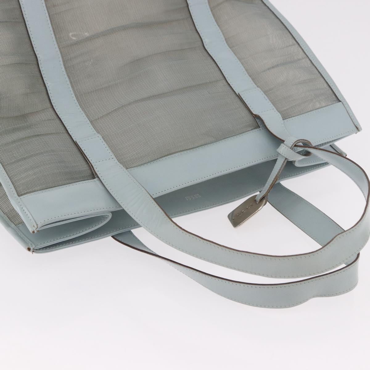 GUCCI Tote Bag Mesh Light Blue Silver 002 3754 0404 Auth ar13988
