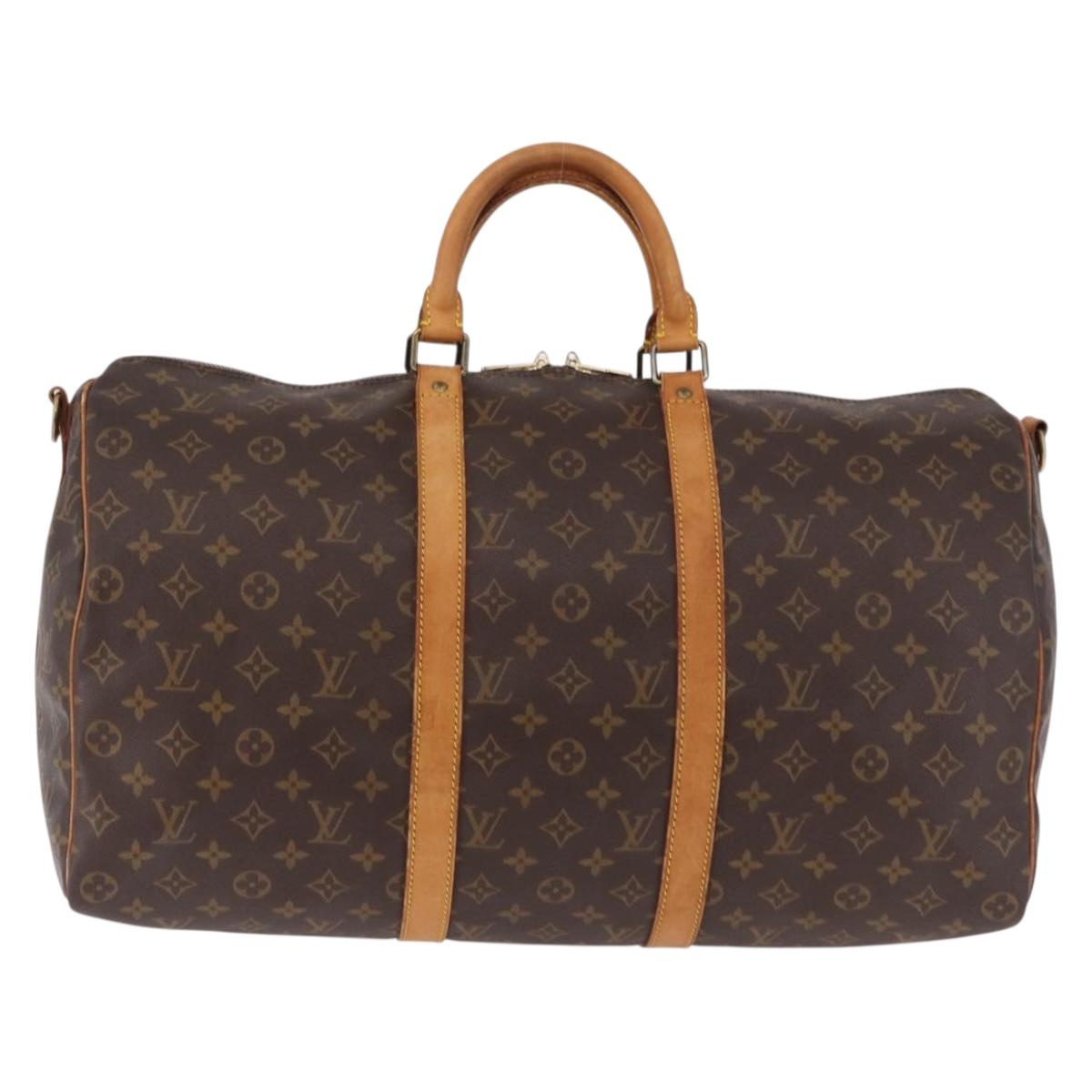 LOUIS VUITTON Monogram Keepall Bandouliere 50 Boston Bag M41416 LV Auth ar13990
