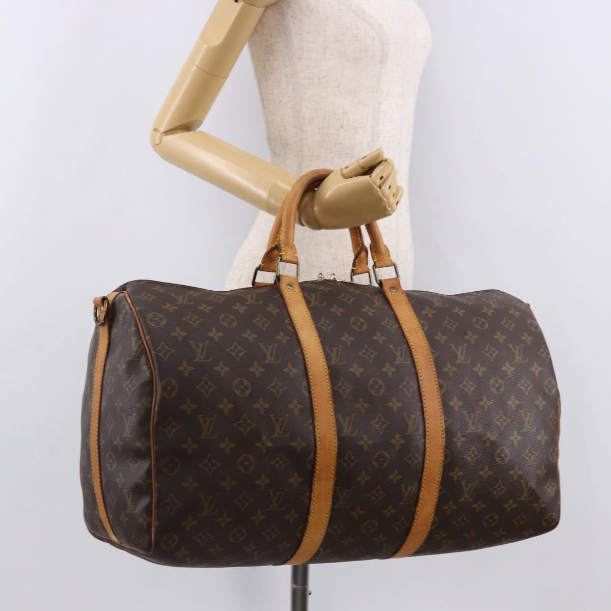 LOUIS VUITTON Monogram Keepall Bandouliere 50 Boston Bag M41416 LV Auth ar13990