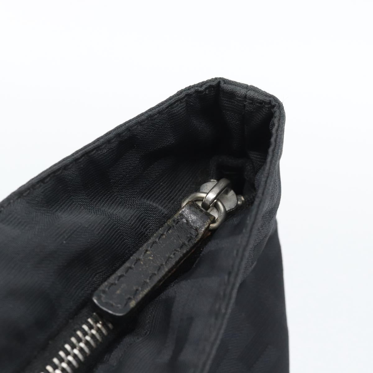 FENDI Zucca Canvas Tote Bag Nylon Black Silver Auth ar13992