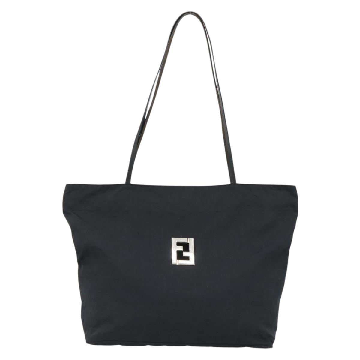 FENDI Zucca Canvas Tote Bag Nylon Black Silver Auth ar13992