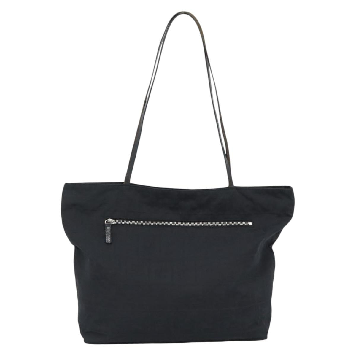 FENDI Zucca Canvas Tote Bag Nylon Black Silver Auth ar13992