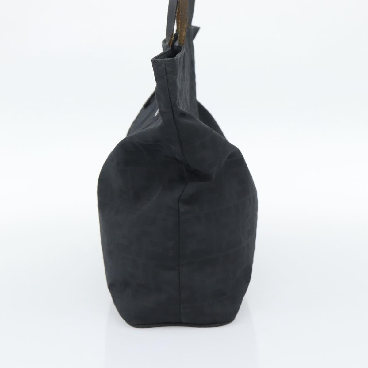 FENDI Zucca Canvas Tote Bag Nylon Black Silver Auth ar13992