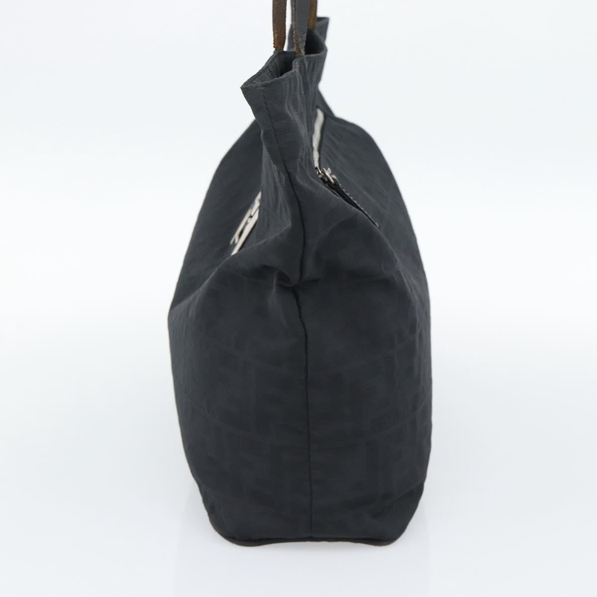 FENDI Zucca Canvas Tote Bag Nylon Black Silver Auth ar13992