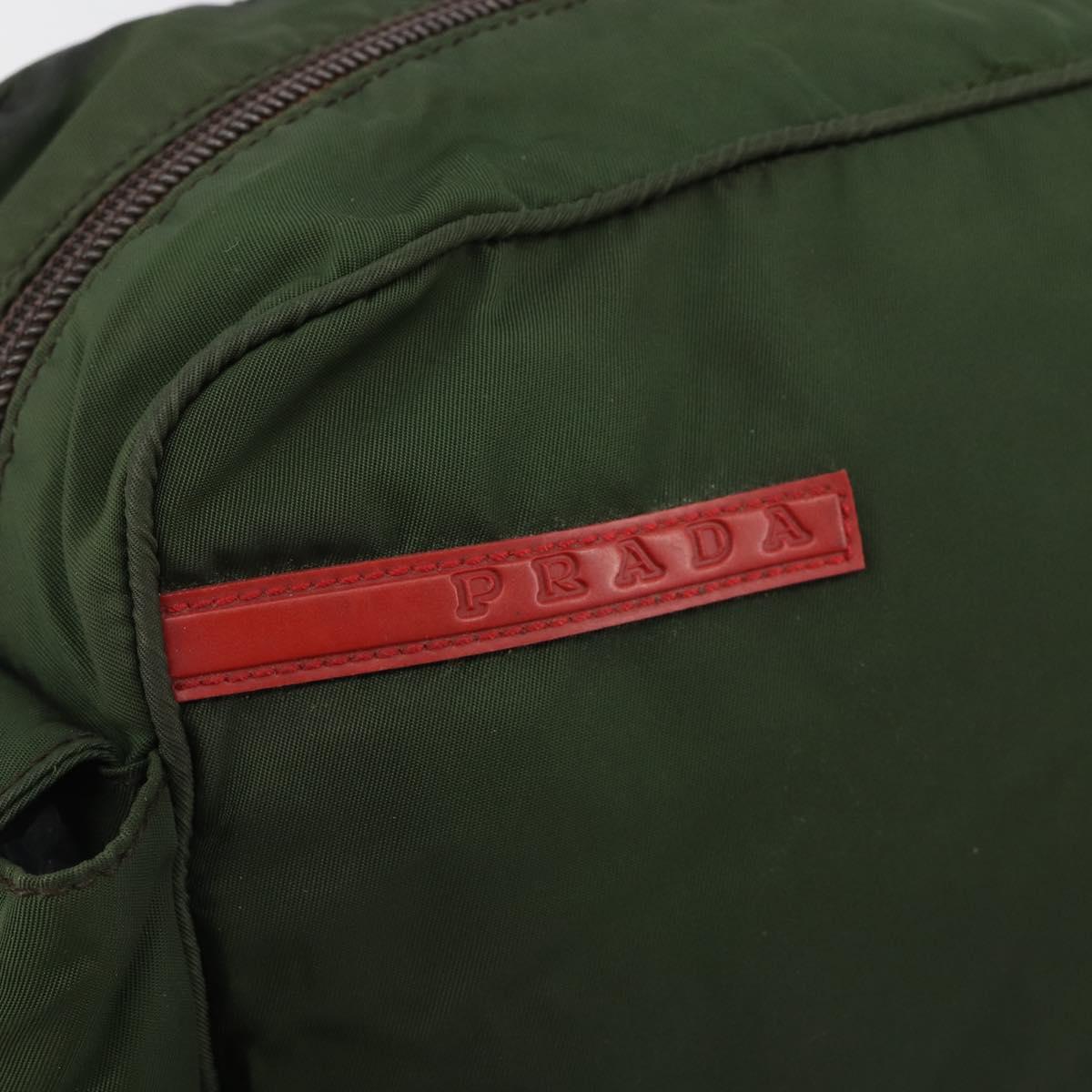 PRADA Sports Line Backpack Nylon Khaki Silver Auth ar13993