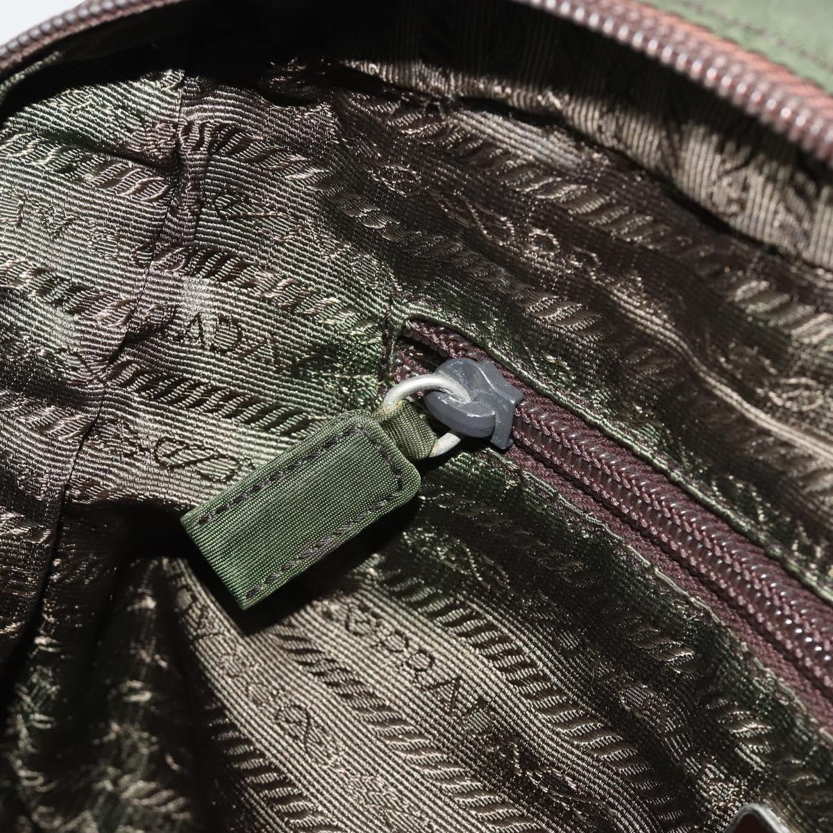 PRADA Sports Line Backpack Nylon Khaki Silver Auth ar13993