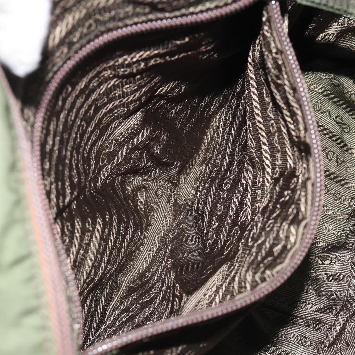 PRADA Sports Line Backpack Nylon Khaki Silver Auth ar13993