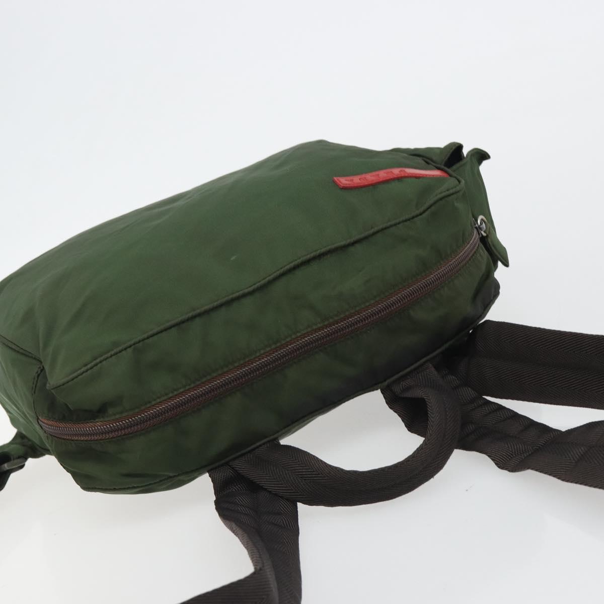 PRADA Sports Line Backpack Nylon Khaki Silver Auth ar13993