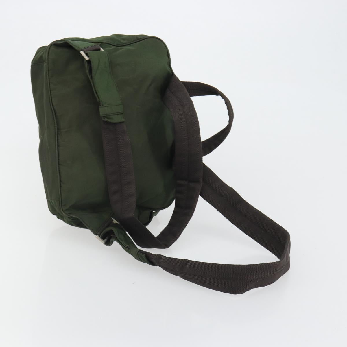 PRADA Sports Line Backpack Nylon Khaki Silver Auth ar13993