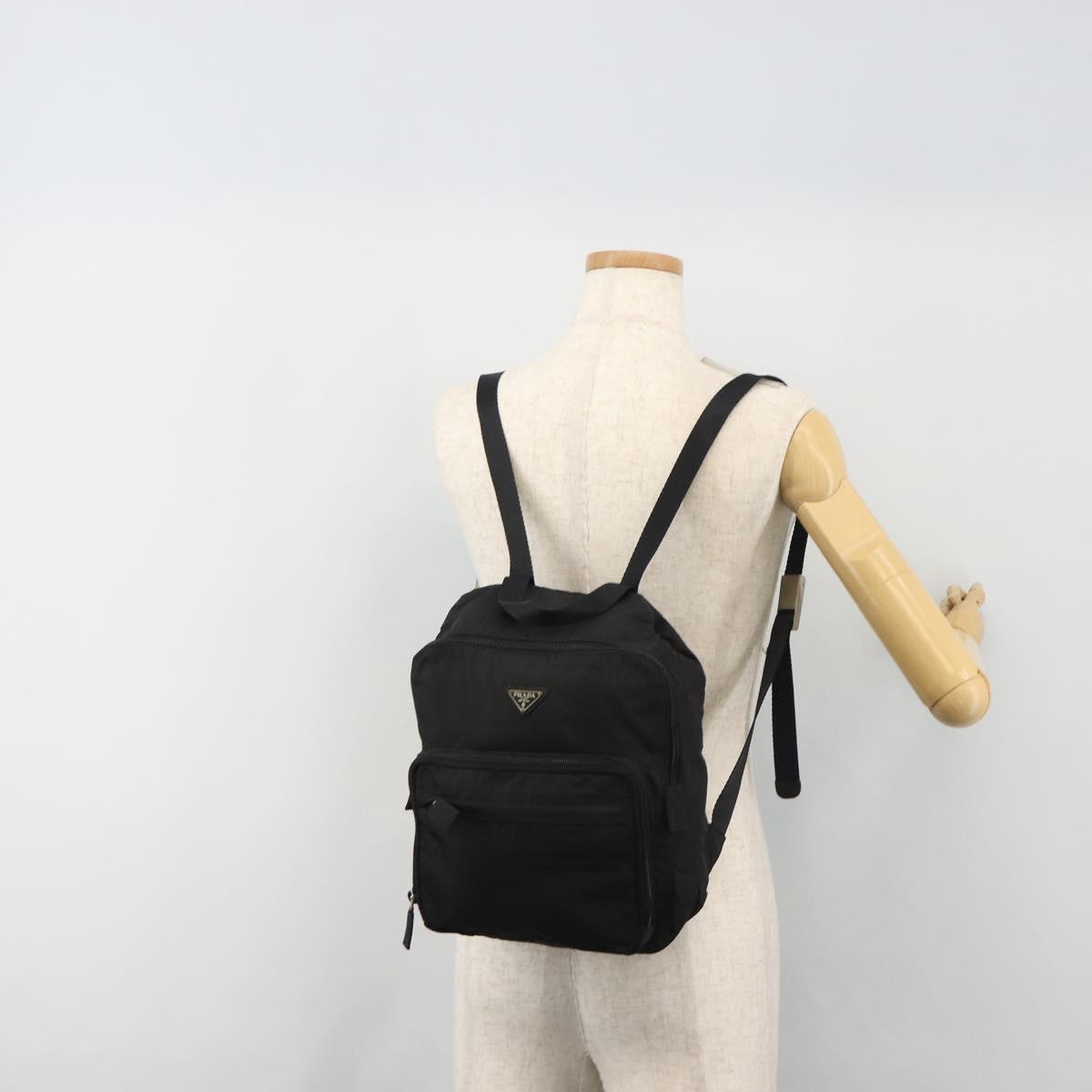 PRADA Backpack Nylon Black Silver Auth ar13994