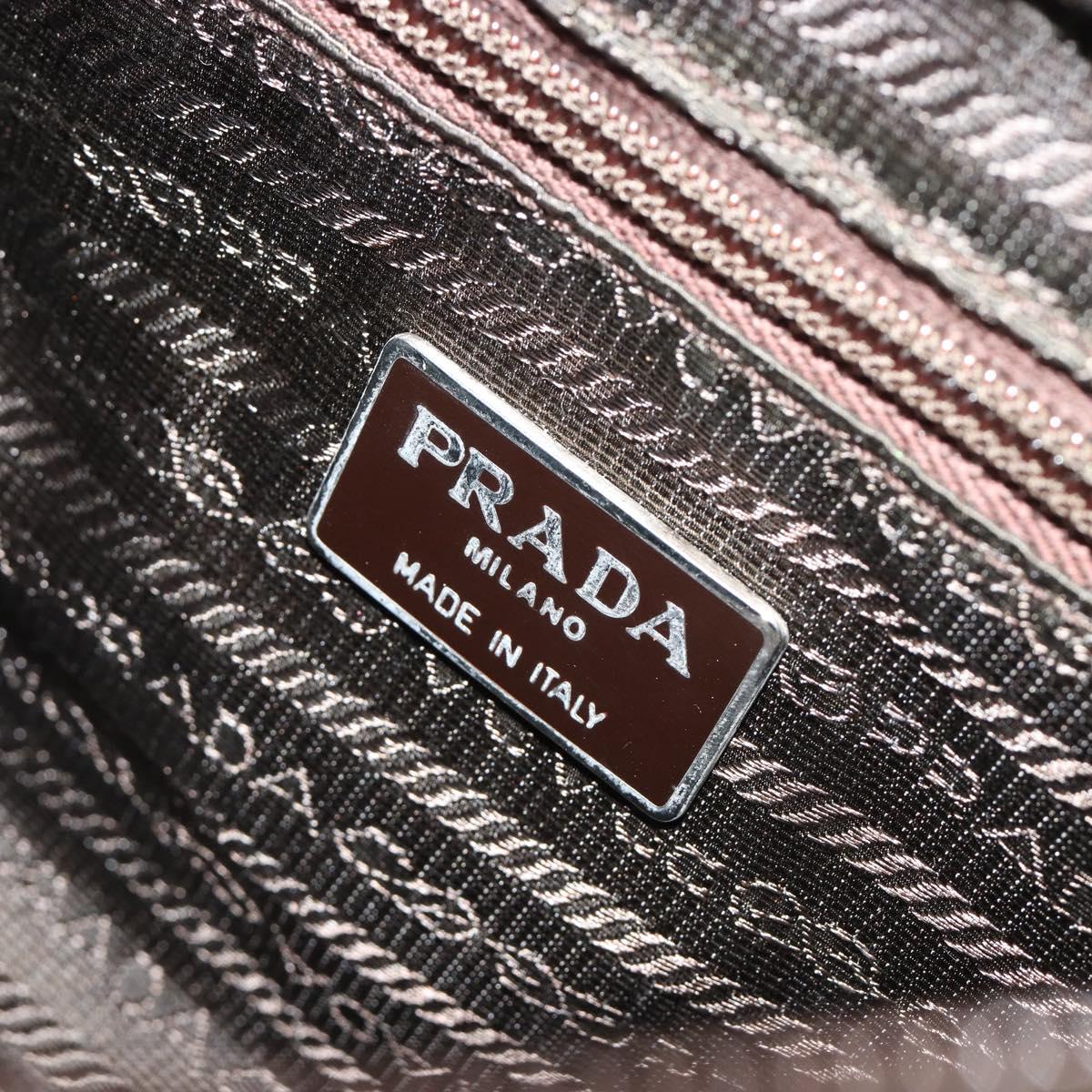 PRADA Hand Bag Nylon Khaki Silver Auth ar13995