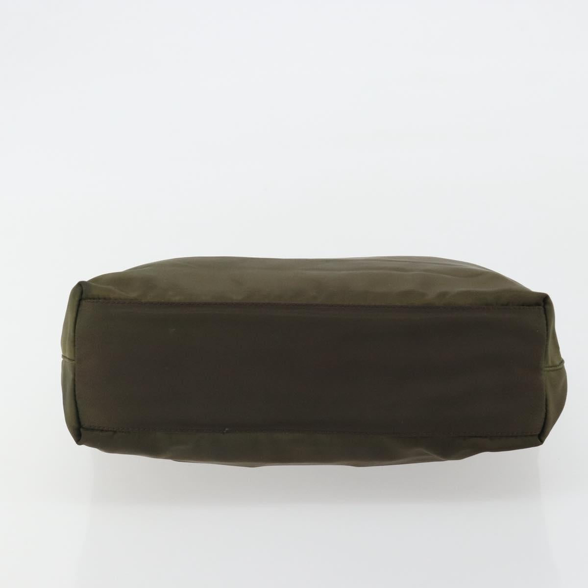 PRADA Hand Bag Nylon Khaki Silver Auth ar13995