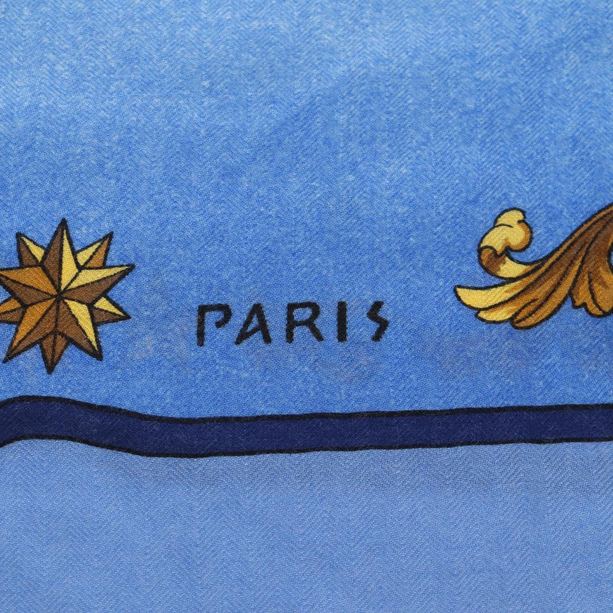 HERMES Carre 140 Scarf Cashmere Blue Auth ar13996M