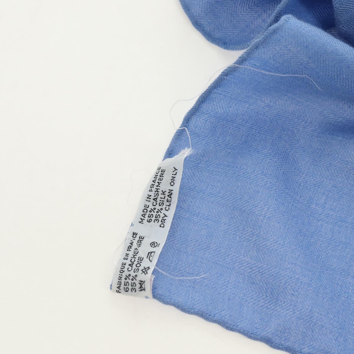 HERMES Carre 140 Scarf Cashmere Blue Auth ar13996M