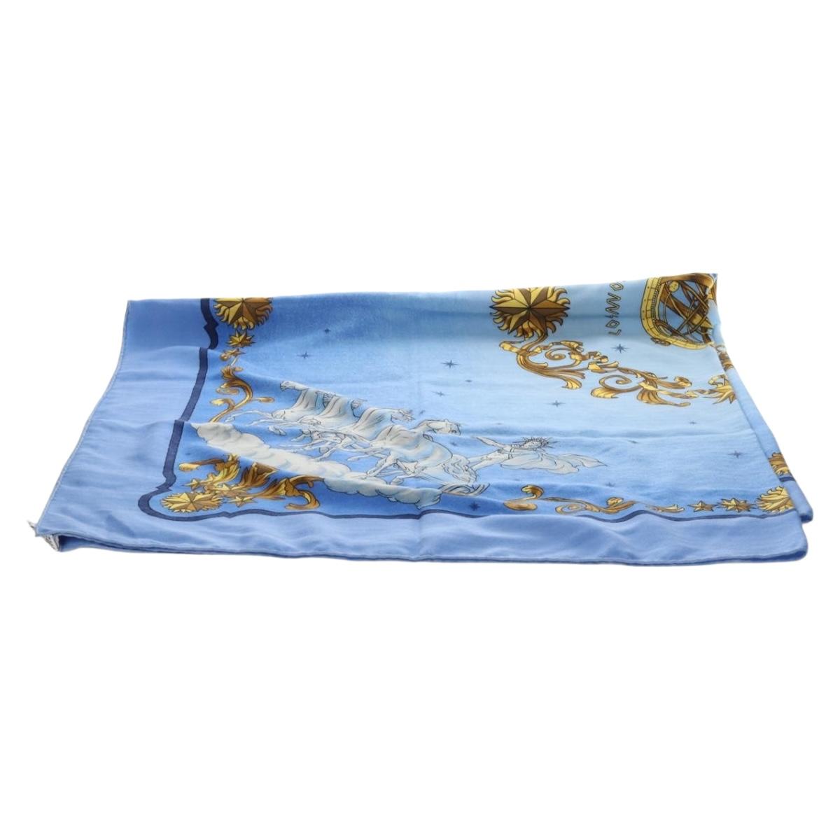 HERMES Carre 140 Scarf Cashmere Blue Auth ar13996M