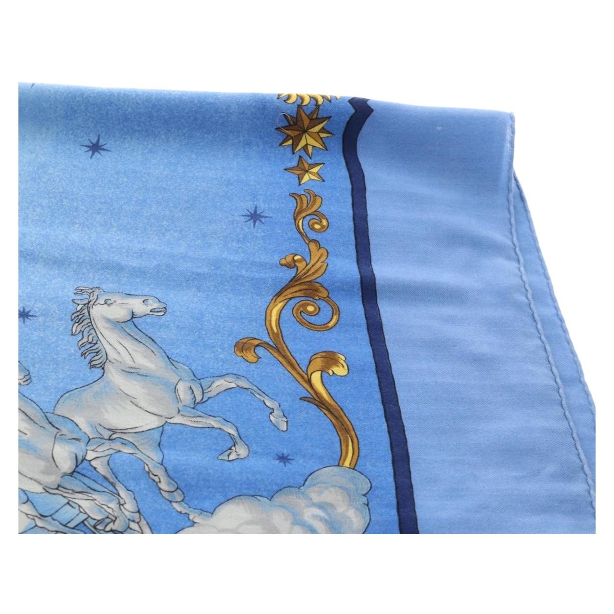 HERMES Carre 140 Scarf Cashmere Blue Auth ar13996M