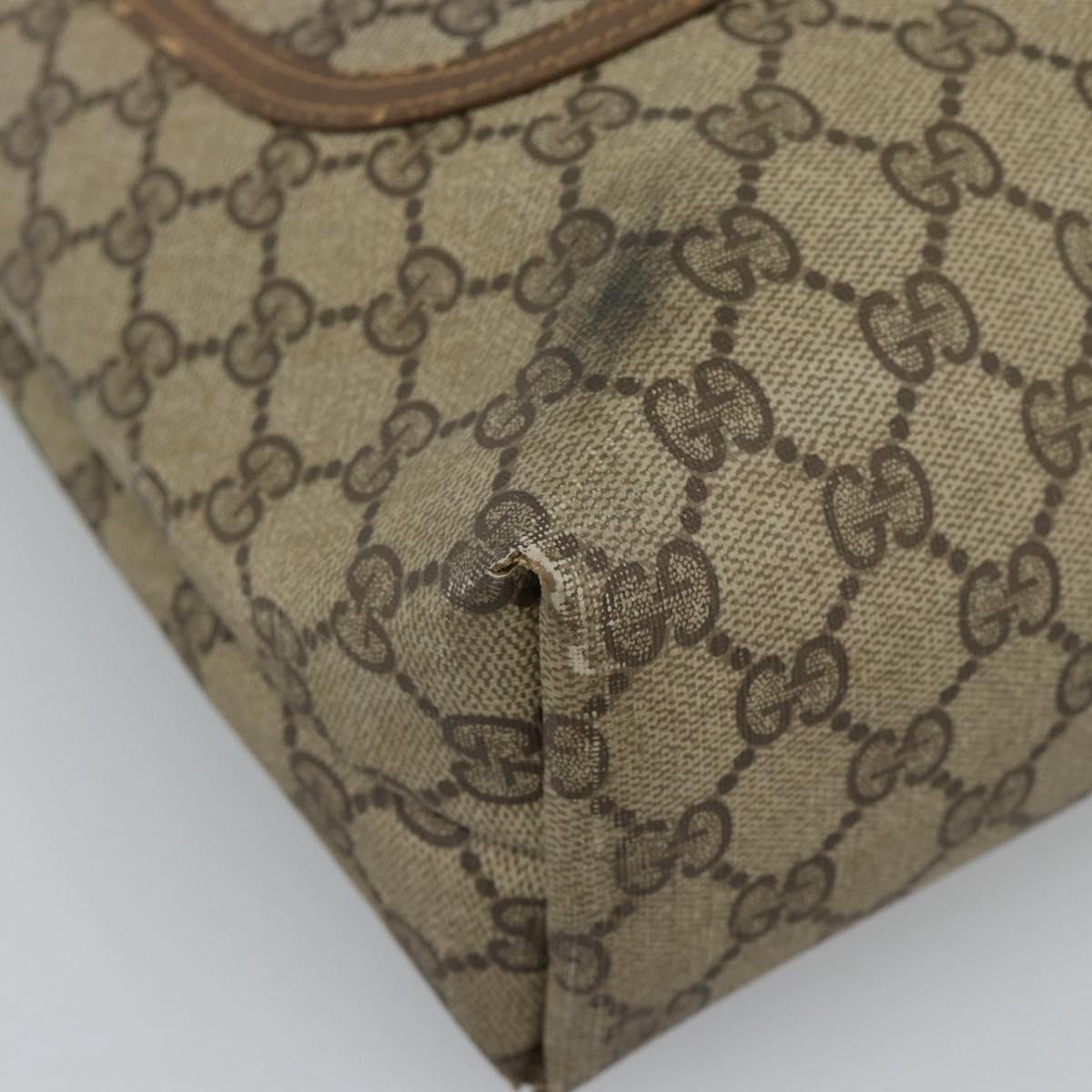 GUCCI GG Supreme Web Sherry Line Tote Bag PVC Beige Gold Auth ar13997