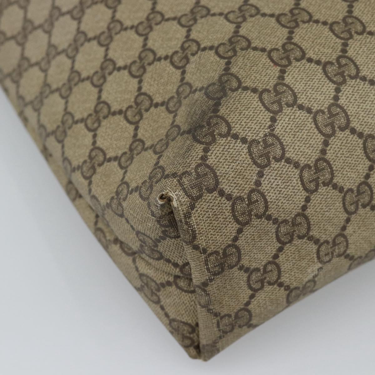 GUCCI GG Supreme Web Sherry Line Tote Bag PVC Beige Gold Auth ar13997