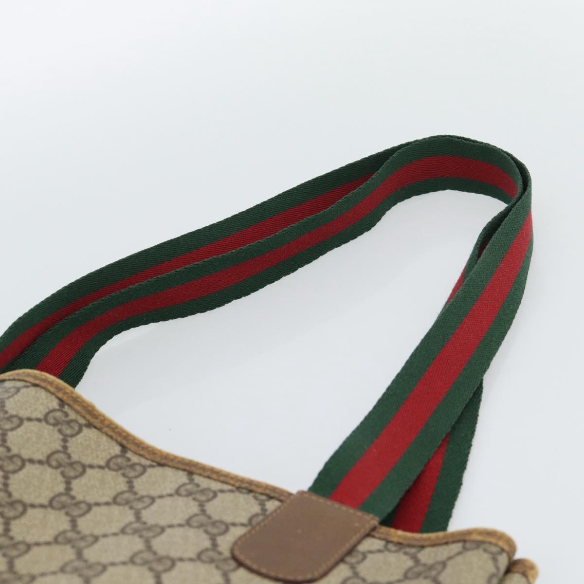 GUCCI GG Supreme Web Sherry Line Tote Bag PVC Beige Gold Auth ar13997