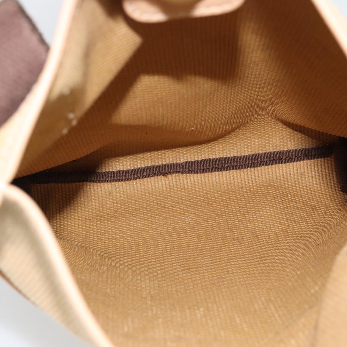 Salvatore Ferragamo Shoulder Bag Canvas Beige Silver Auth ar14005