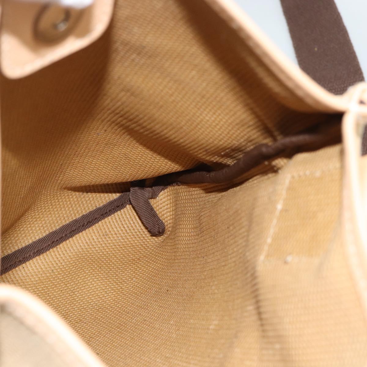 Salvatore Ferragamo Shoulder Bag Canvas Beige Silver Auth ar14005