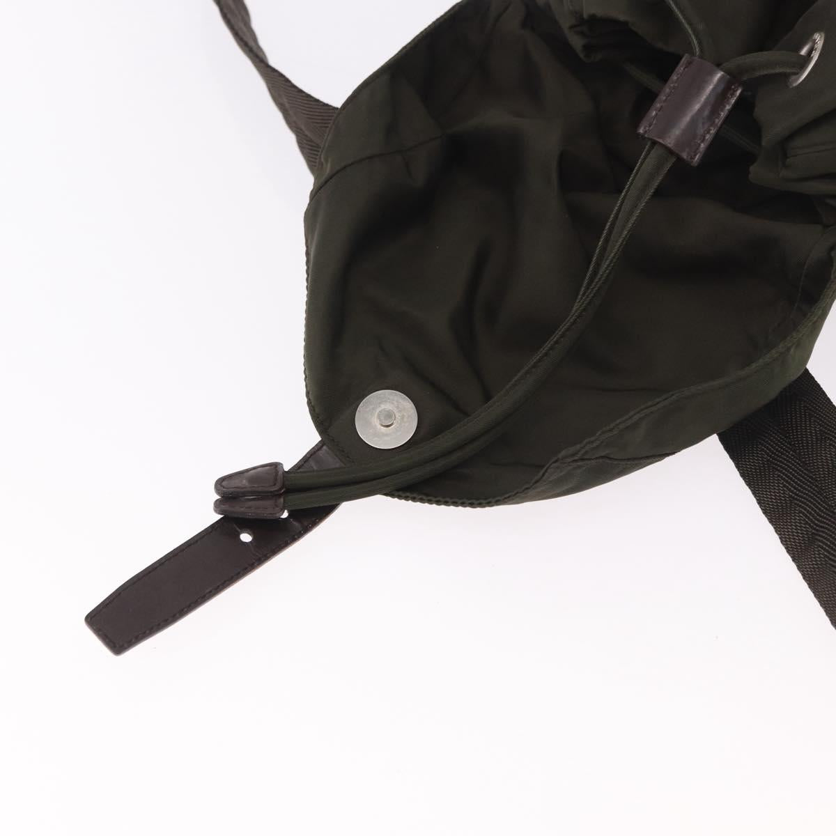 PRADA Backpack Nylon Khaki Silver Auth ar14006