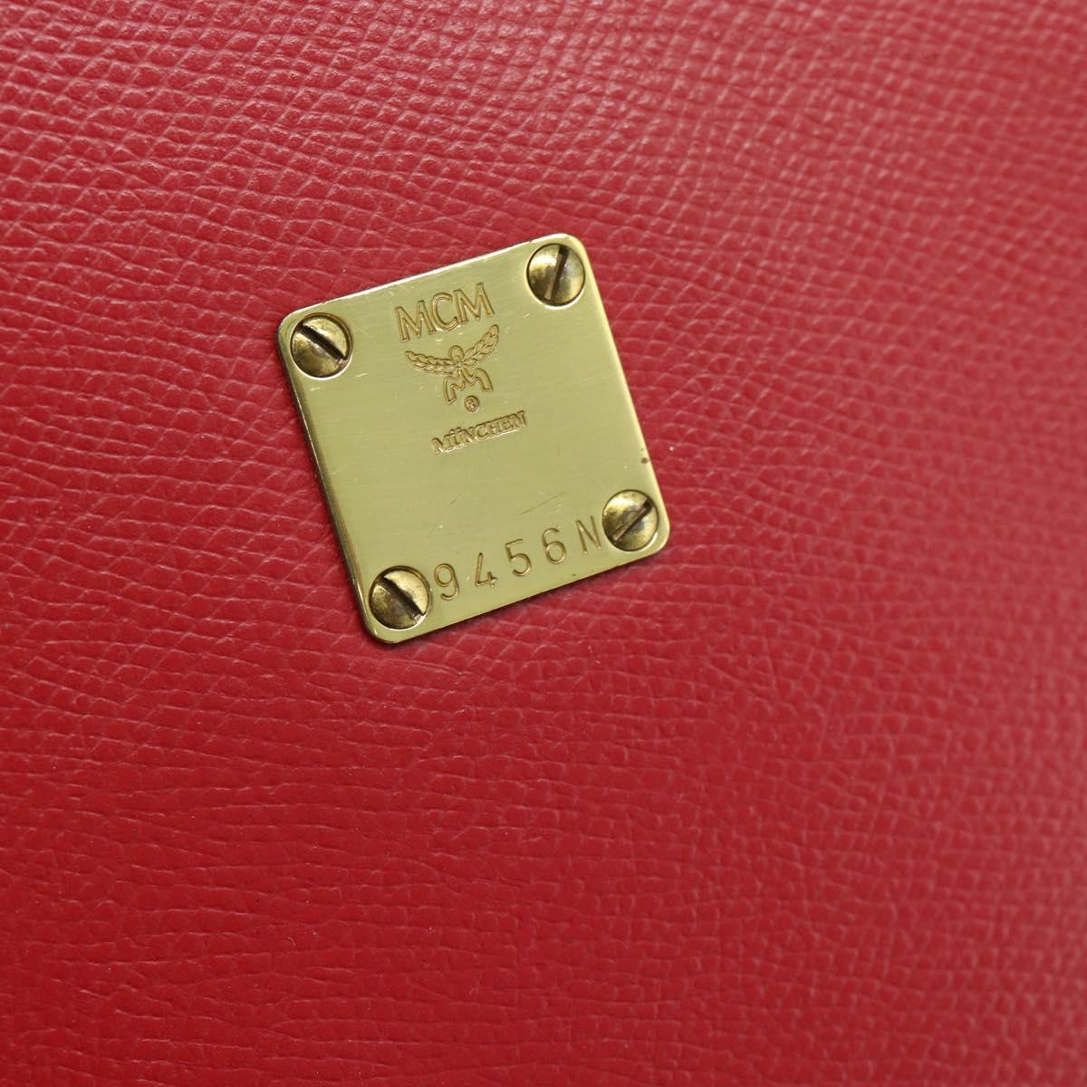 MCM Shoulder Bag Leather Red Gold Auth ar14008