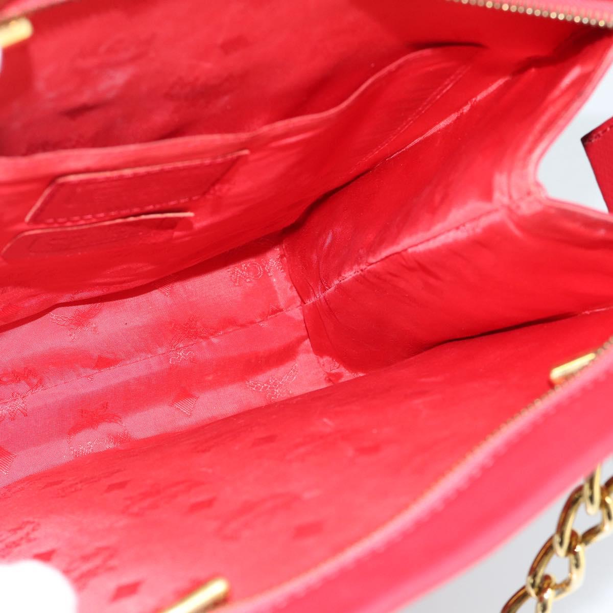 MCM Shoulder Bag Leather Red Gold Auth ar14008
