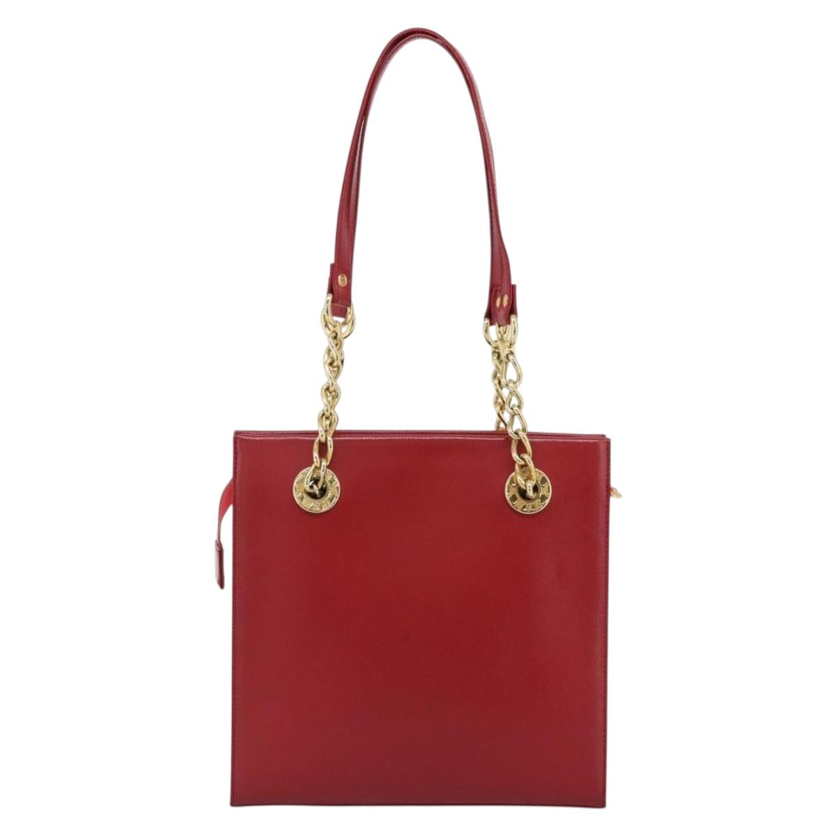 MCM Shoulder Bag Leather Red Gold Auth ar14008