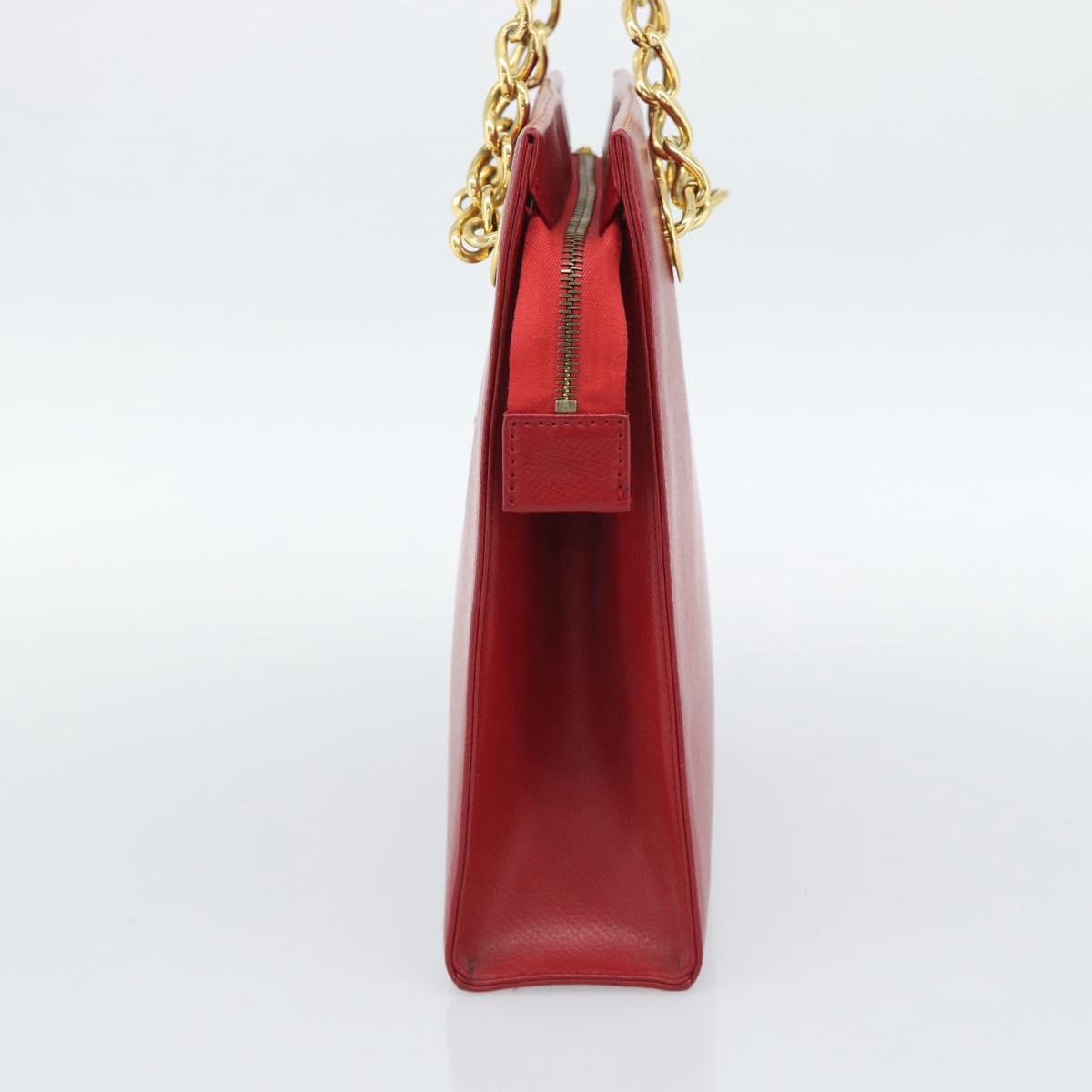 MCM Shoulder Bag Leather Red Gold Auth ar14008