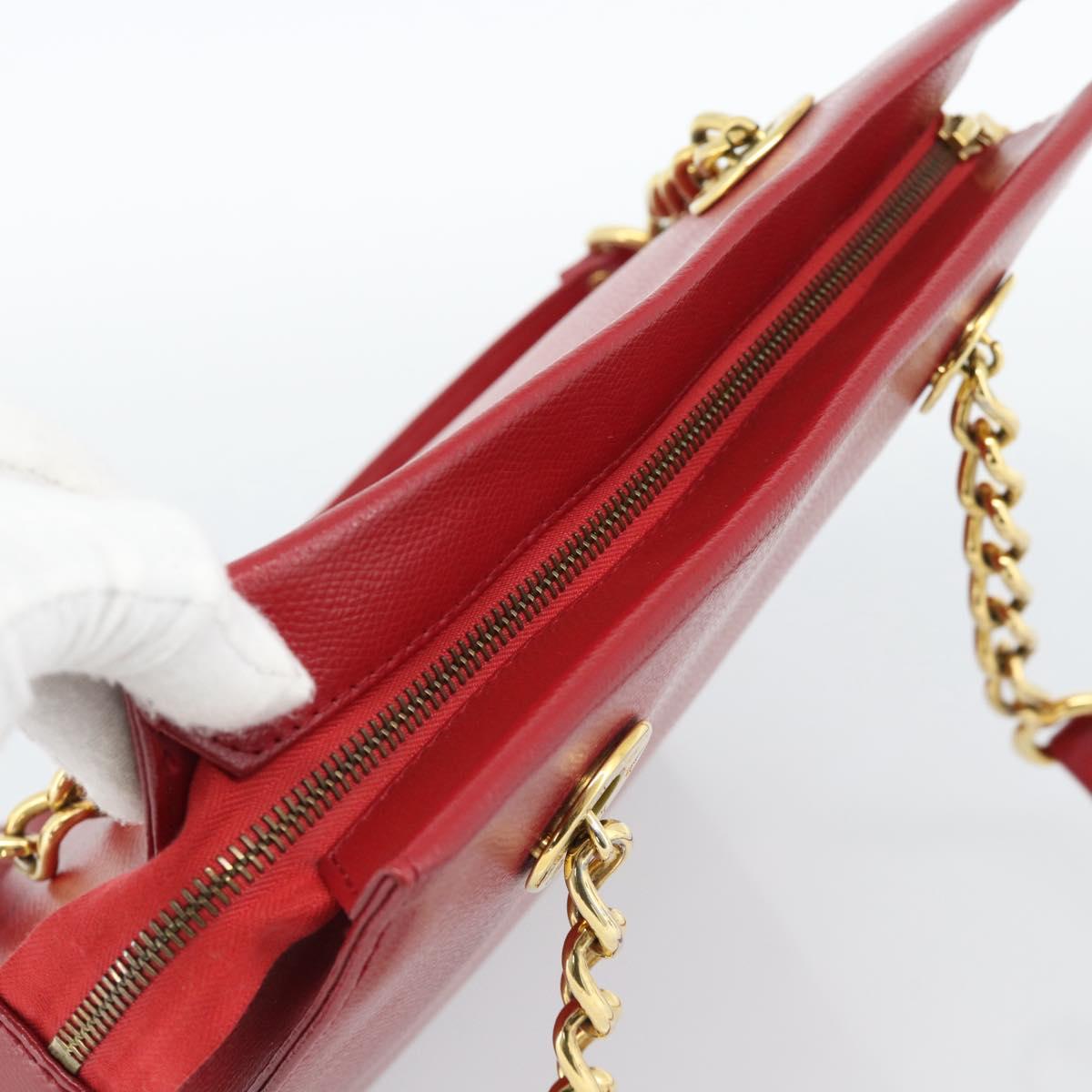 MCM Shoulder Bag Leather Red Gold Auth ar14008