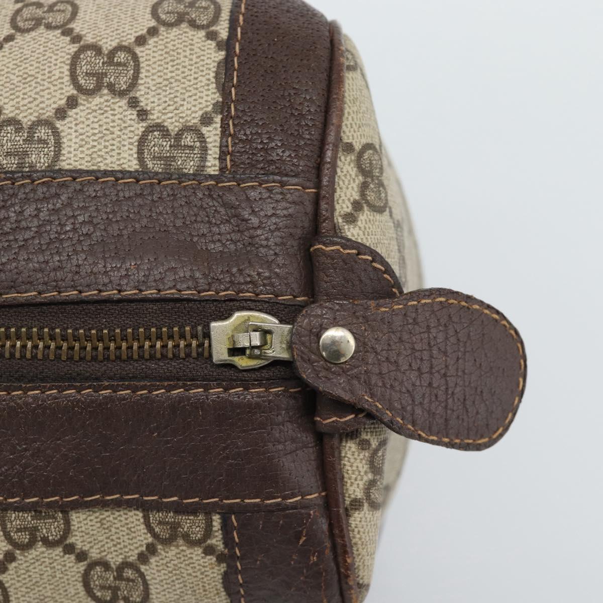 GUCCI GG Supreme Web Sherry Line Boston Bag PVC Beige Gold Auth ar14009
