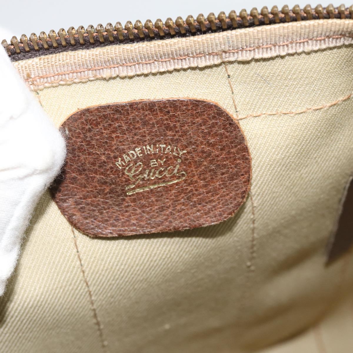GUCCI GG Supreme Web Sherry Line Boston Bag PVC Beige Gold Auth ar14009