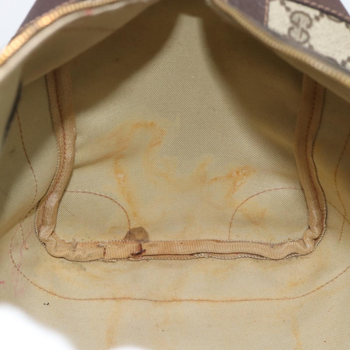 GUCCI GG Supreme Web Sherry Line Boston Bag PVC Beige Gold Auth ar14009