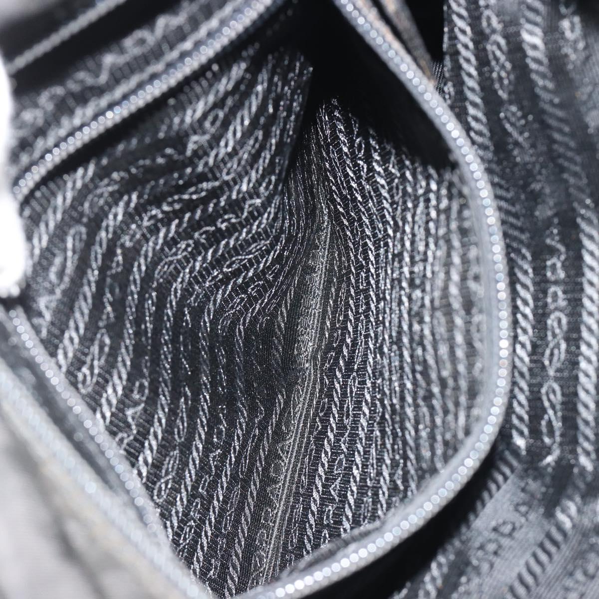 PRADA Hand Bag Nylon Black Gold Auth ar14012