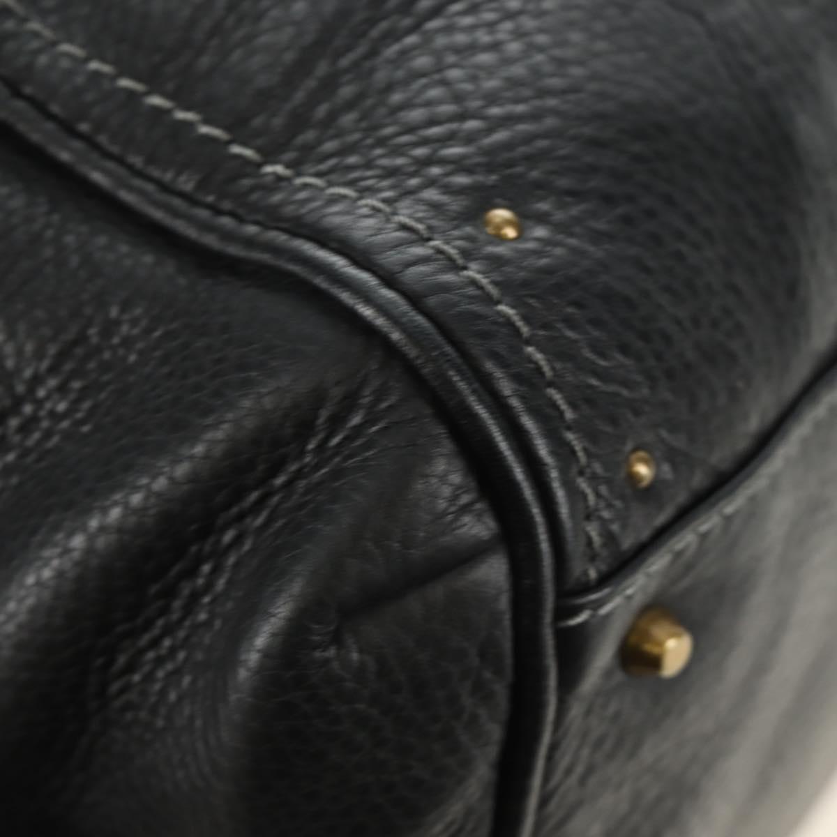Chloe Paddington Hand Bag Leather Black Gold Silver Auth ar14018SAM