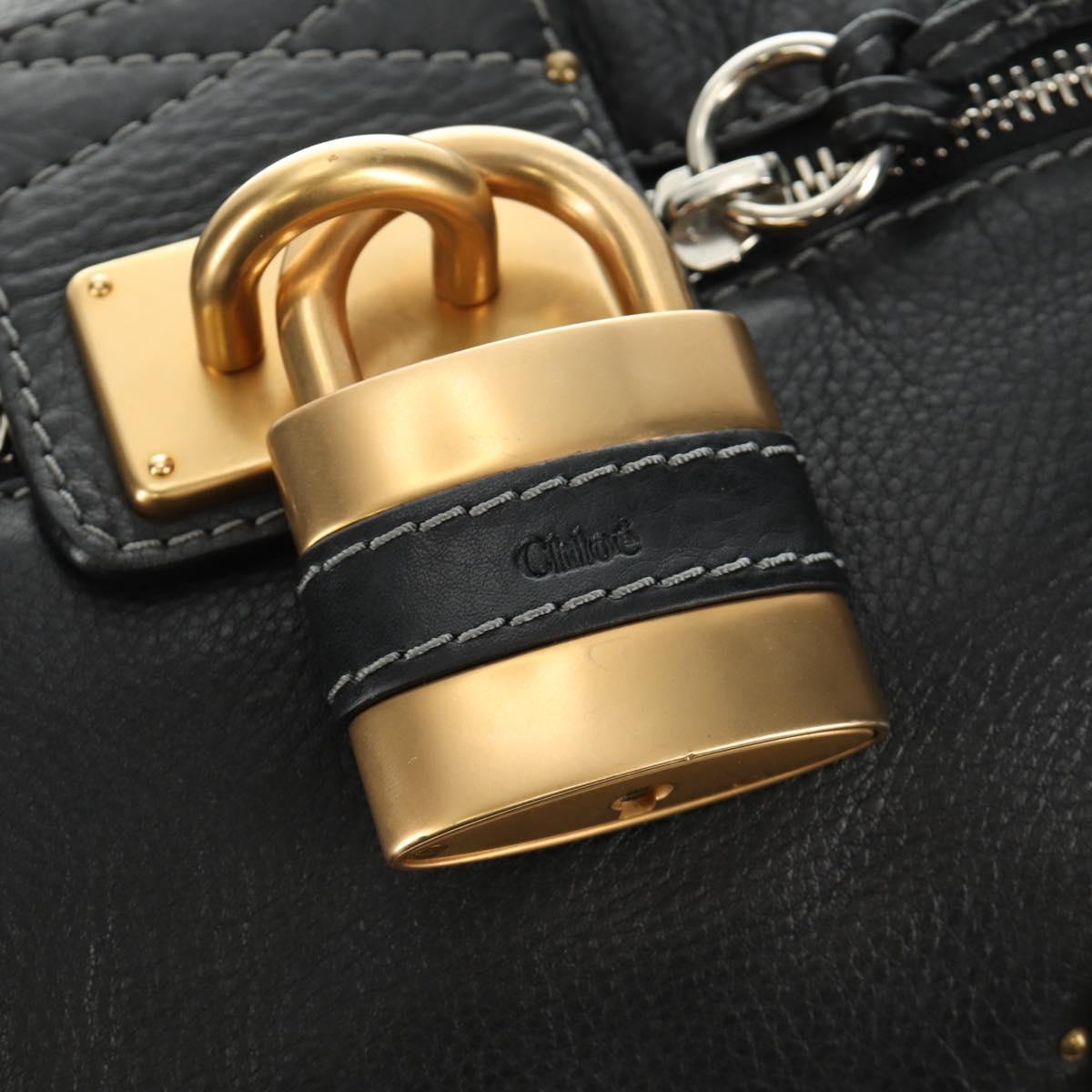 Chloe Paddington Hand Bag Leather Black Gold Silver Auth ar14018SAM