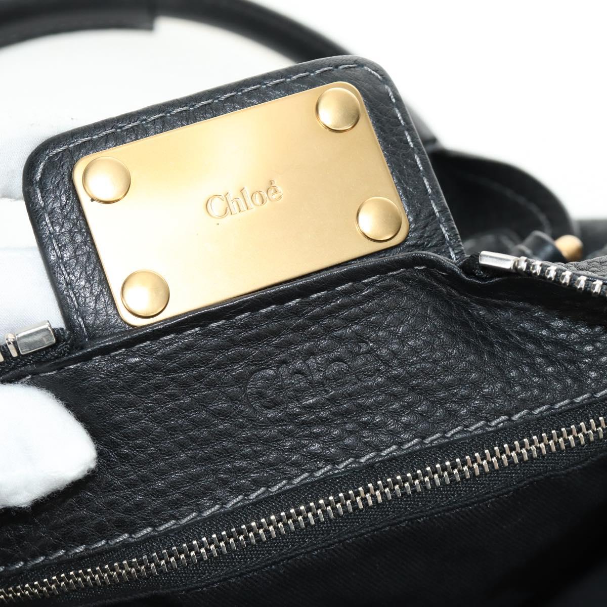 Chloe Paddington Hand Bag Leather Black Gold Silver Auth ar14018SAM