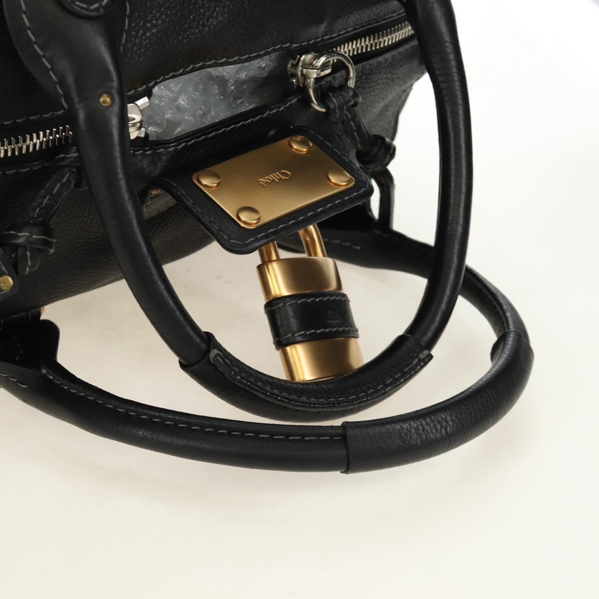 Chloe Paddington Hand Bag Leather Black Gold Silver Auth ar14018SAM