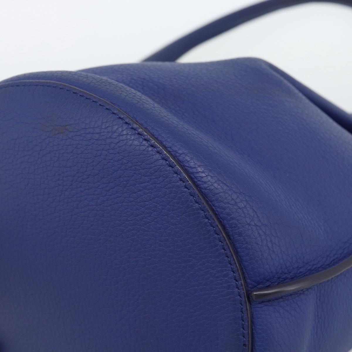 CELINE Hand Bag Leather Blue Silver Auth ar14019A