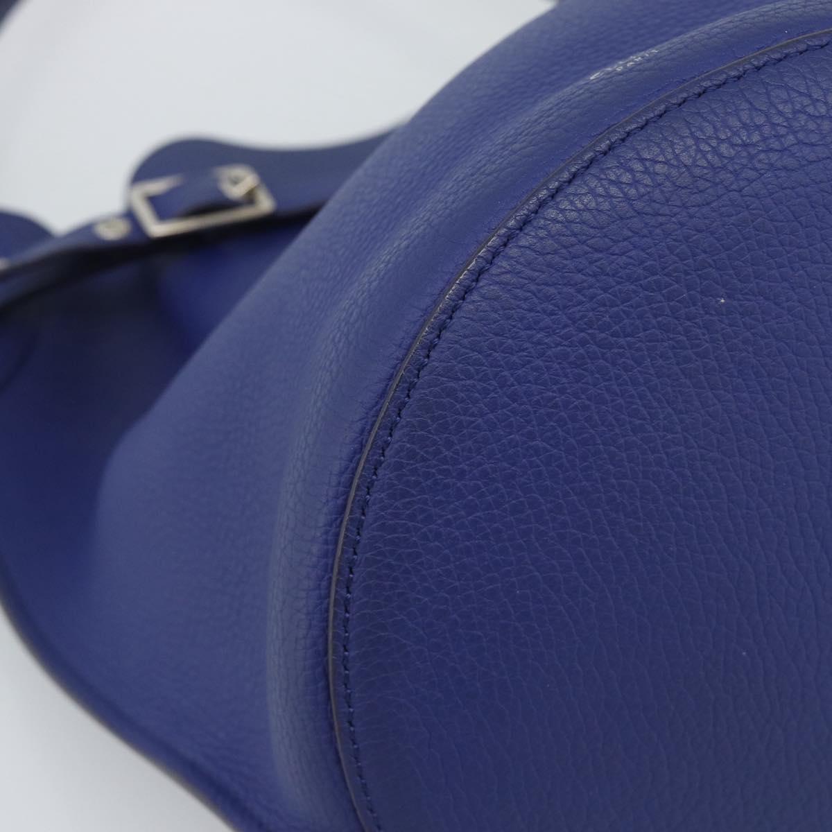 CELINE Hand Bag Leather Blue Silver Auth ar14019A