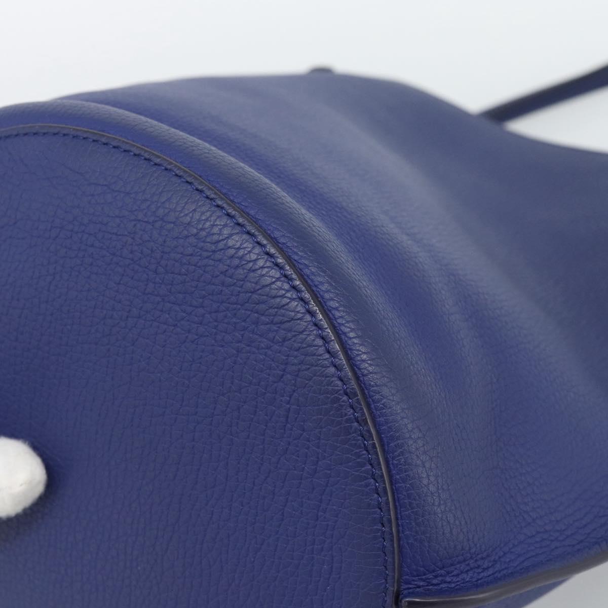 CELINE Hand Bag Leather Blue Silver Auth ar14019A