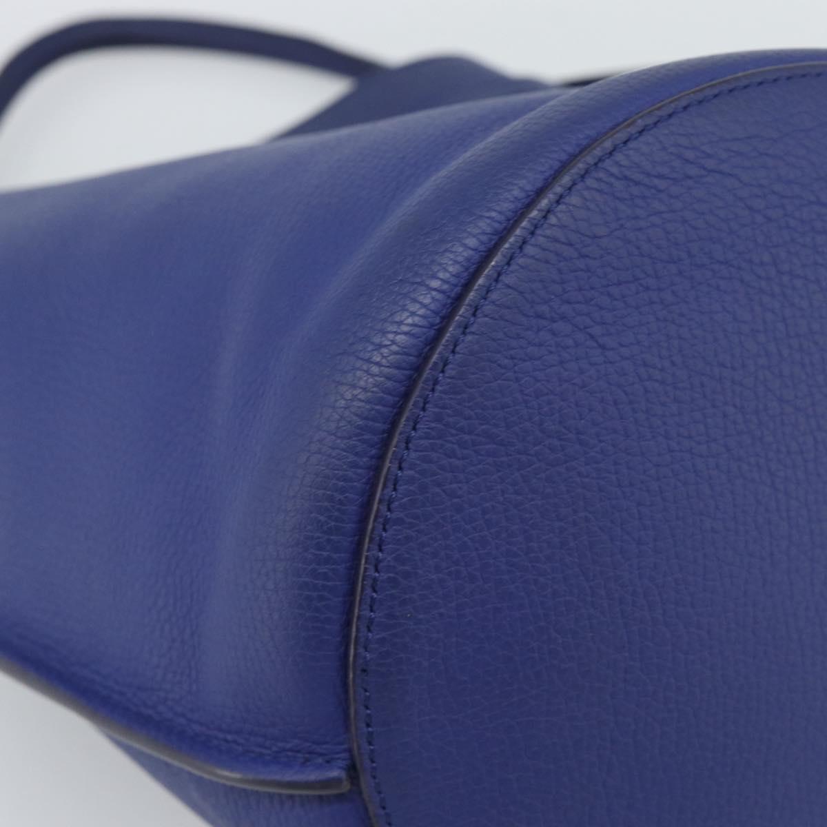 CELINE Hand Bag Leather Blue Silver Auth ar14019A